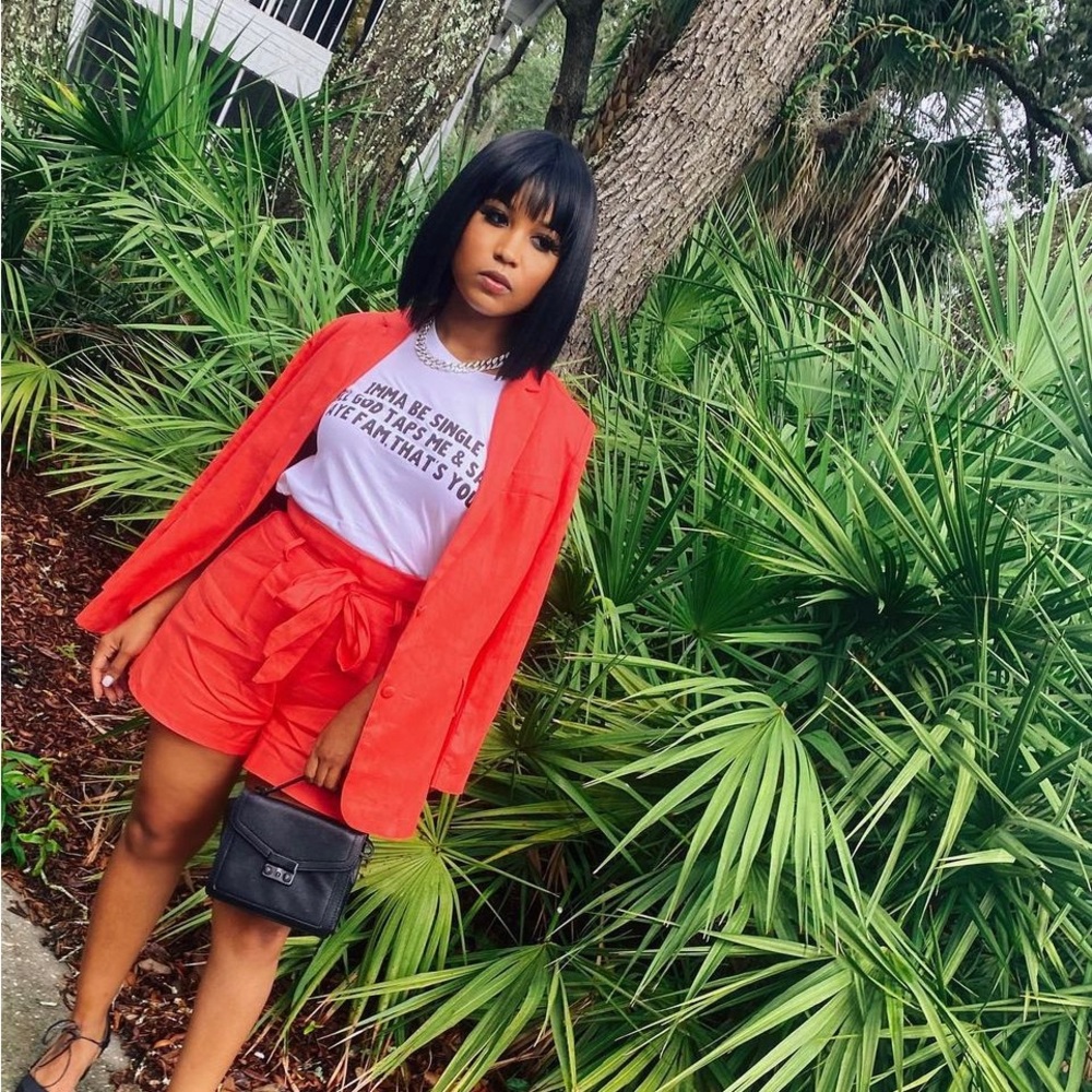Linen Coral 2 Piece Blazer Set